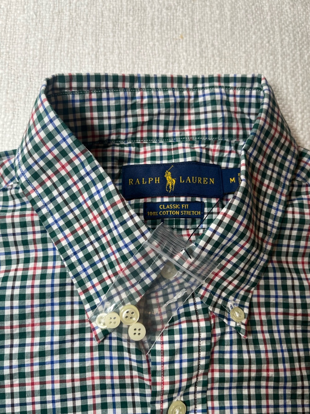 New Ralph Lauren Classic Fit Mens M Plaid Woven Cotton Button Down L/S red green